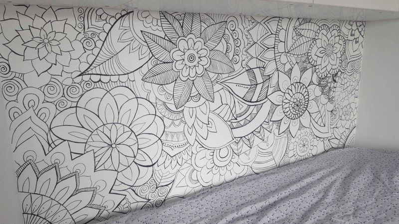 The Black & White Flower Mural – Art By Natasha