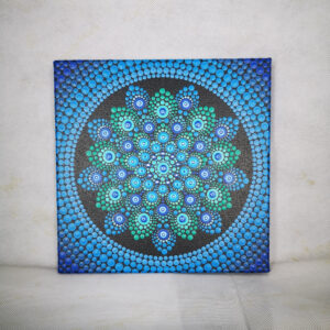 ‘Azul’ One-Of-A-Kind Acrylic Dot-Painting (20cm x 20cm Canvas)