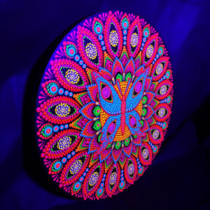 ‘Butterfly In A Flower’ One-Of-A-Kind UV Dot-Painting (40cm Circular)