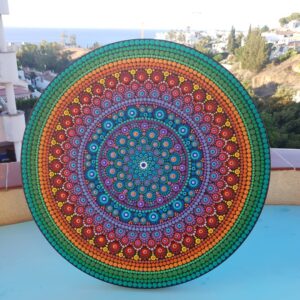 'Happy' One-Of-A-Kind Dot-Painting 40cm Round Canvas (SOLD)