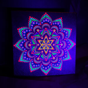 UV-Punktmalerei 'Little Orange Star' (20 cm x 20 cm)
