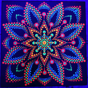 'Organic Flower' One-Of-A-Kind UV Dot-Painting (20cm x 20cm canvas) SOLD