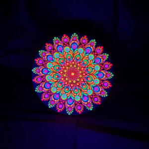 'Red Flower' UV Dot-Painting (20cm Circular Canvas) SOLD