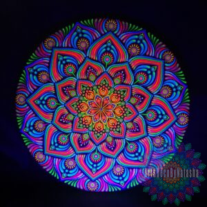 'Sacred Flower' Dot-Painting (50cm Circular Canvas)