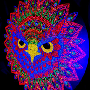 'The Majestic Owl' One-Of-A-Kind UV Dot-Painting (80cm Circular)