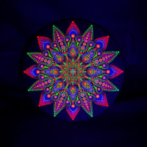 'The Psychedelic Nest' UV Dot-Painting (30cm Circular Canvas) SOLD