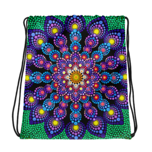 Purple Flower Drawstring bag